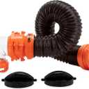 Camco RhinoFLEX Tote Tank 3-foot Sewer Hose Kit - Includes Clear 90-Degree Elbow, Drain Hose & 2 Storage Caps - Features Bayonet RV Sewer Hose Fittings - Connects Tote Tank to a Dump Station (39768)
