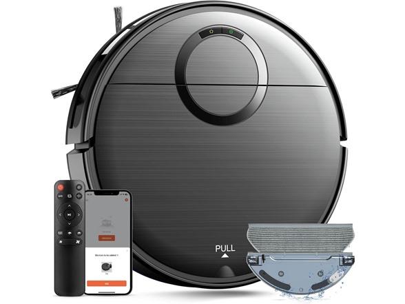 Robot Vacuum and Mop Combo, 2 in 1 Mopping Robot Vacuum Cleaner with Schedule, Wi-Fi/Voice/App, Strong Suction, Easy of Use, Self-Charging Robotic Vacuum, Slim, Ideal for Hard Floor, Pet Hair, Carpet