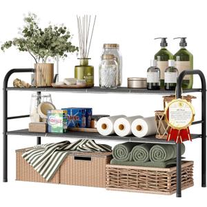 NETEL Under Sink Organizers and Storage, 2 Tier Expandable Under Cabinet Organizer Shelf with 8 Removable Panels,Expandable Shelf for Cupboard,Kitchen,Bathroom,Shoe Storage Rack