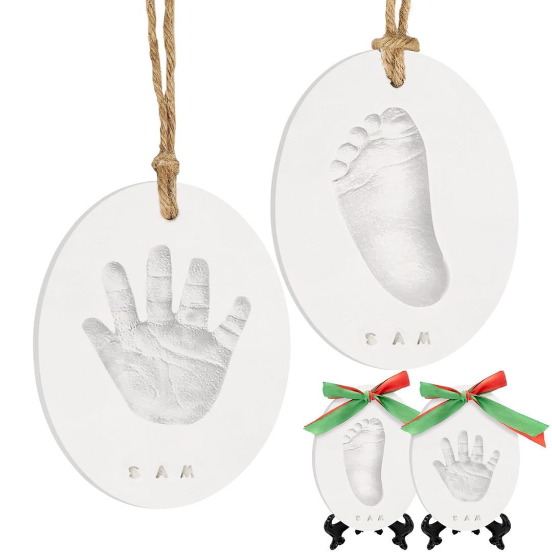 Baby Hand and Footprint Kit Girls, Boys - Personalized Babys First Christmas Ornament Kit, Newborn Christmas Gifts for New Mom, Cute Shower Gifts, Easy to Use Handprint Ornaments (Multi-Colored)