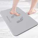 Bath Stone Mats Diatomaceous Earth Bath Mat Fast Water Drying Super Absorbent Diatomite Mat with Non-Slip for Bathroom Shower Floor,Kitchen Absorbent Pad,15.35x23.62inch,Light Grey,Hard 1-Pack