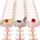 24 Pcs Ribbed Martini Glasses 10 oz Disposable Plastic Vintage Ribbed Coupe Glasses Unbreakable Dessert Parfait Glassware for Wedding Birthday Party Supplies (Champagne Powder)