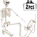 5.4Ft Halloween Life Size Human Skeletons with Cat Skeleton, Plastic Human Realistic Poseable Skeletons Full Body Bones with Movable Joints for Halloween Props Spooky Party Decoration