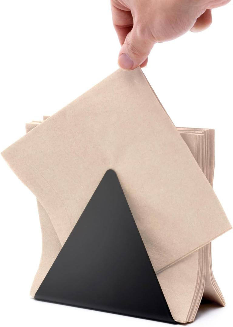 Self-Adjusting Napkin Holder  Compact Black Metal Dispenser for Standard Paper Napkins, Ideal for Kitchen Countertops