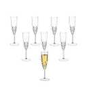 XKXKKE Plastic Champagne Flutes, 8 Pcs Shatterproof Reusable Fancy Crystal Clear Champagne Glasses, 5 oz Acrylic Unbreakable Elegant Party Drinking Cocktail Wine Glasses Wedding Birthday Bar Goblets