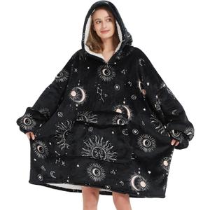 Fiosnow Sun and Moon Blanket Hoodies for Women and Men Adult Oversize Wearable Blanket Hoodies for Soft and Warm