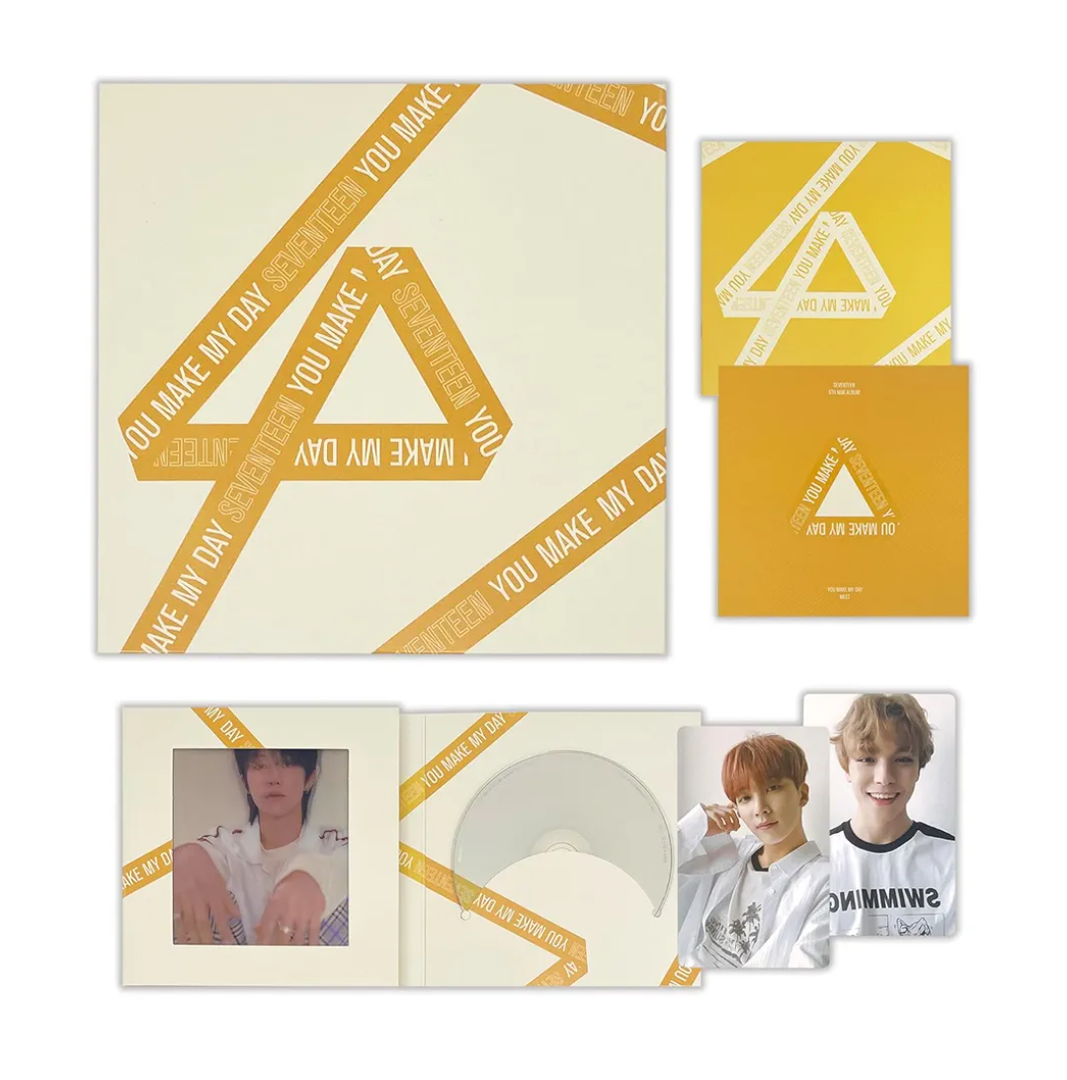 SEVENTEEN - 5th Mini Album YOU MAKE MY DAY Re-release MEET Ver. Out Box + Photobook + Lyrics R + Lenticular + Photocard + 2 Pin Button Badges + 4 Extra Photocards