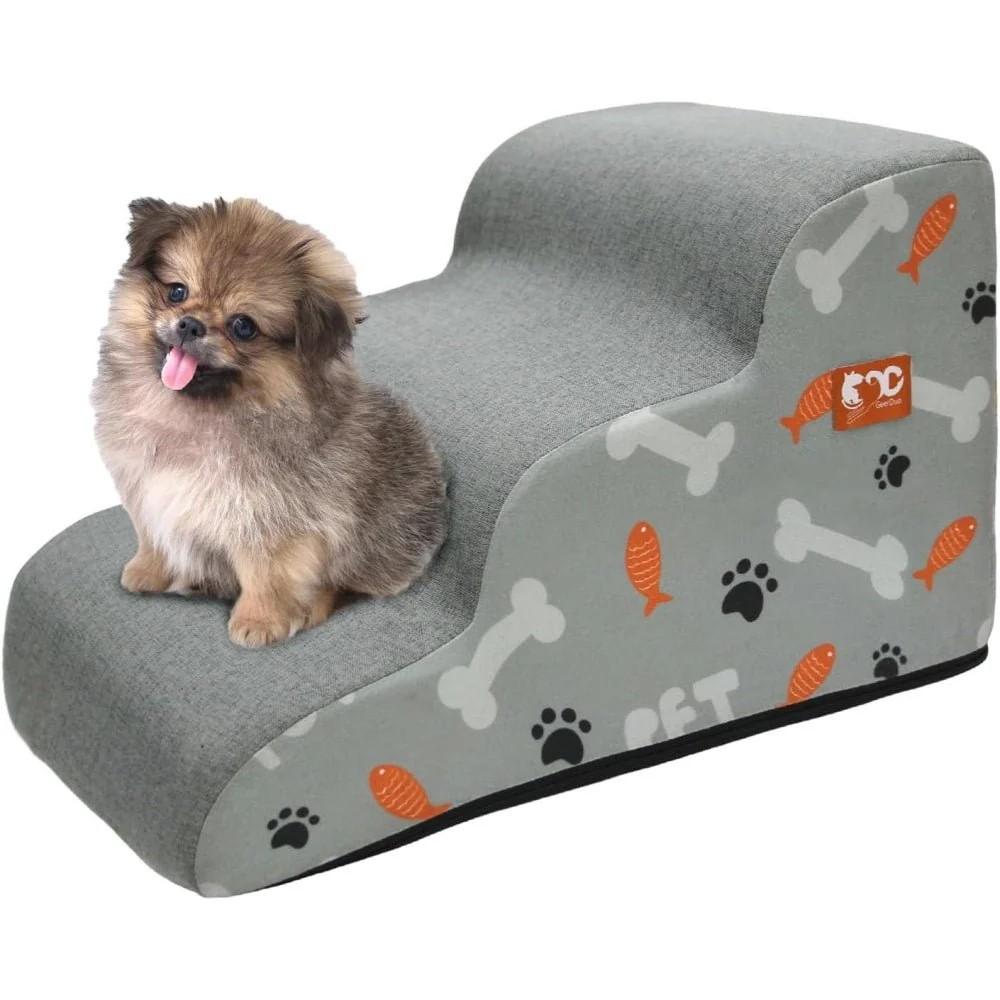 Dog Stairs Ramp for Small Dogs, 3-Step Dog Steps for Couch Sofa and Chair, Pet Stairs for Cats, Non-Slip Balanced Pet Steps Indoor