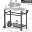 TORVA Outdoor Prep Grill Carts, 303 Stainless Steel Tabletop with High Load Capacity Portable BBQ Table, HDPE Durable Frame 2-Tier Storage Cart, Grey