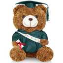 Hollowfly Graduation Bears 2026 Plush Stuffed Animal Bear with Gown Cap Tassel Set Cute Brown Graduate Gifts Stuffed Animal Doll Plush Toy for Party Supplies(13.8 Inch,Dark Green)