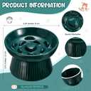 Tioncy 2 Pcs Raised Cat Slow Feeder Bowl Ceramic Elevated Cat Dog Food Bowl No Spill High Edge for Dry Wet Food and Water Easy to Clean, Dishwasher Safe (Dark Green)