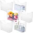 Qunclay 6 Plastic Freezer Organizer Bins with Wheel Set Clear Tall Narrow Kitchen Pantry Organizer Snack Storage Containers for Office Refrigerator(10 x 13.3 x 5.5 Inches)