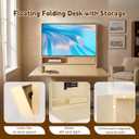 31 Inch Wall Mounted Folding Desk with Storage & Monitor Mount
