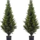 3FT Artificial Cedar Topiary Trees Potted Fake Plants for Outdoors Faux Cypress Trees for Home Front Porch Decor Set of 2
