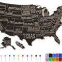 USA Travel Map with Pins, 17x27 Inch Push Pin United States Map for Travel Tracking, States Visited Tracker & Bulletin Board, Pin Board for Wall, RV and Home Decor