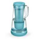 LifeStraw Home Water Filter Pitcher, 7-Cup, Glass with Silicone Base, Juniper, for Everyday Protection Against Bacteria, Parasites, Microplastics, Lead, Mercury, PFAS and a Variety of Chemicals
