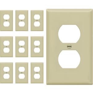 Duplex Wall Plates Kit by Enerlites 8821-I Home Electrical Outlet Cover, 1-Gang Standard Size, Unbreakable Polycarbonate Material, Ivory- 10 Pack Dual Port Replacement Receptacle Faceplates