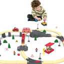 Remote Control Train for Wooden Track Battery Operated Locomotive with Opening Door, Action Figure, Lights & Sounds, Powerful Engine Compatible with Thomas & Brio, Gift for Toddlers 3+