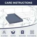 DISSA Waterproof Couch Cushion Covers, Washable Sofa Cushion Covers, Stretch Sofa Slipcovers, Thick Jacquard Fabric, Couch Sofa Covers for Pets Furniture Protector(Chaise Cover, Navy)