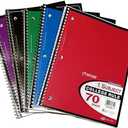 Top Flight College Rule 70 Page Spiral-Bound Notebooks, 5 Pack Bundle Made in The USA