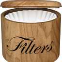 Coffee Filter Holder, Wooden Coffee Filter Storage with Lid, RoundCoffeeFilterContainer for Counter, Rustic Bar Accessories Holder Decor (Natural)