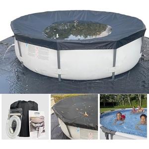 16 Ft Pool Cover, with Automatic Drain Round Pool Cover, One-Piece Quick Installation and Removal Above Ground Pool Cover, Preventing Waterlogging, UV Protected Solar Swimming Pool Cover, Black