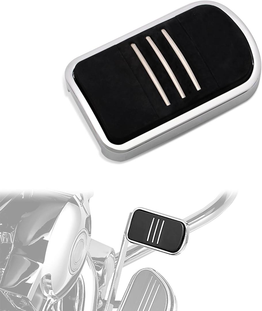 WOWTK Large Brake Pedal Pad fits for Harley 12-16 FLD, 86-17 FL Softail and 80-later Touring and Trike,for CVO Electra Glide Road Glide Road King Street Glide Electra Glide Fat Boy,Chrome