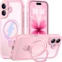 MOCCA Design for iPhone 17 Case, Compatible with Magsafe [Premium Invisible Magnetic Ring Stand] [Military Drop Protection] Full Camera Guard Translucent Matte Slim Phone Cover 6.3",Pink