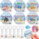 Valentines Day Cards for Kids School, 24 Pack Valentine's Day Gifts for Kids with Resin Fish Charms Classroom Exchange Gifts, 3D Fish Water Bag Charms Valentine Party Favors Prizes for Boys & Girls