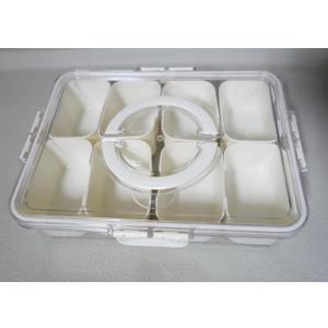 Divided Serving Tray with Lid and Handle - Snackle Box Charcuterie Container for Portable Snack Platters - Clear Organizer for Candy, Fruits, Nuts, Snacks for Party, Picnic (DISHWASHER SAFE)