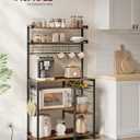 VASAGLE Baker's Rack, 35.4 Inches Microwave Stand with Wire Basket, 8 Hooks, 35.4"W x 65.2"H