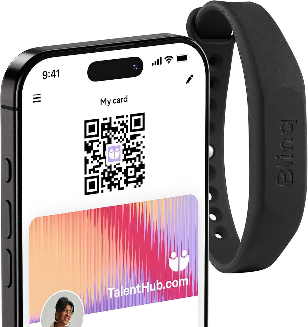 Blinq NFC Wristband - Digital Business Card - Instant Share via Tap - Compatible with iPhone & Android (Black)