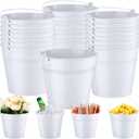 Rtteri 24 Pcs Small Metal Buckets with Handle Mini Buckets Bulk Pencil Bucket for Classroom Graduation Party Favors Iron Basket Pails for Candy Flower, 6 x 5 Inch(White)