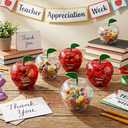 Mimorou 48 Pack Back to School Teacher Gifts Bulk Clear Red Plastic Apple Containers Apple Shaped Candy Jar Boxes Filling Container Teacher Appreciation Gifts for First Day of School Party Favor