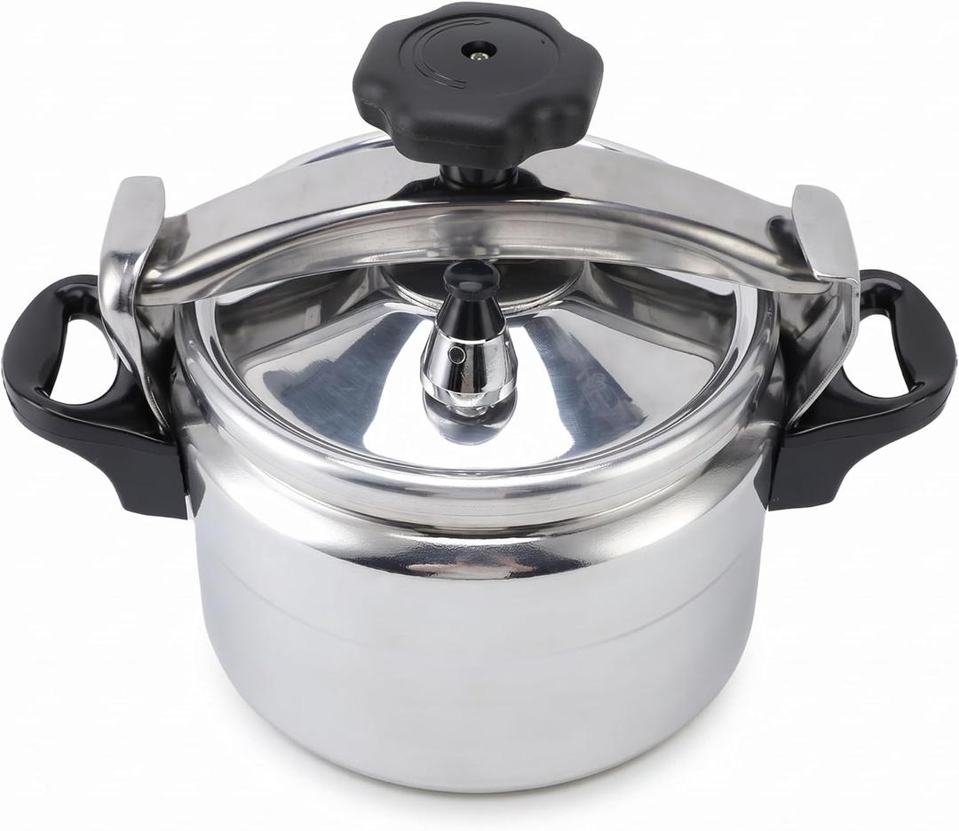 Stainless Steel Pressure Cooker,Universal Compound Bottom Presure Cooker with Safety Valves for Gas Cooktops Flat Top Cooktops Induction Cooktops (5L)