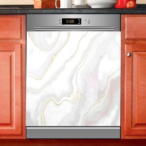 White Grey Gold Marble Dishwasher Magnet Cover Sticker Magnetic Refrigerator Panel Front Door Fridge Microwave Decal Decorative Vinyl, 23 X 26 in