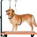 31" Dog Grooming Arm with Clamp  Adjustable Dog Grooming Table Arm Customizable Height for Small & Medium Dogs, with Grooming Loop Noose & Two No-Sit Haunch Holder Restraint, Black