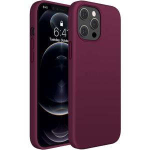 Miracase Designed for iPhone 13 Pro Max Case with Screen Protector, [Soft Anti-Scratch Microfiber Lining], Shockproof Liquid Silicone Rubber Phone Case Cover 6.7 inch(Wine Red)