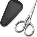 Small Precision Scissors, 3.5inch Stainless Steel Multi-Purpose Vintage Beauty Grooming Kit for Facial Hair, Eyebrow, Eyelash, Beard, Moustache with PU Sheath