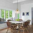 Glass Pendant Light Mid Century Modern Handcrafted Ribbed Glass & Brushed Bronze Finish for Kitchen Island Dining Room Plug in Hanging Lamp with 14.7ft Cord, E26 Base, Sloped Ceiling Compatible