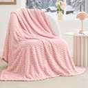 BEDELITE Valentine Day Fleece Decorative Blanket - 3D Jacquard Pink Throw Blankets for Women's Couch & Bed, Soft and Cozy Warm Plush Fluffy Blanket, Cute Birthday Gift for Women, 50x60 Inches