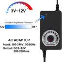 UMLUFE 12V Fan Power Supply,PC Fan Speed Controller,100-240vAC to 3-12vDC 24W Adjustable Fan Power Adapter,with Fan Splitter Cable,DC Female to 2 x 3/4 Pin