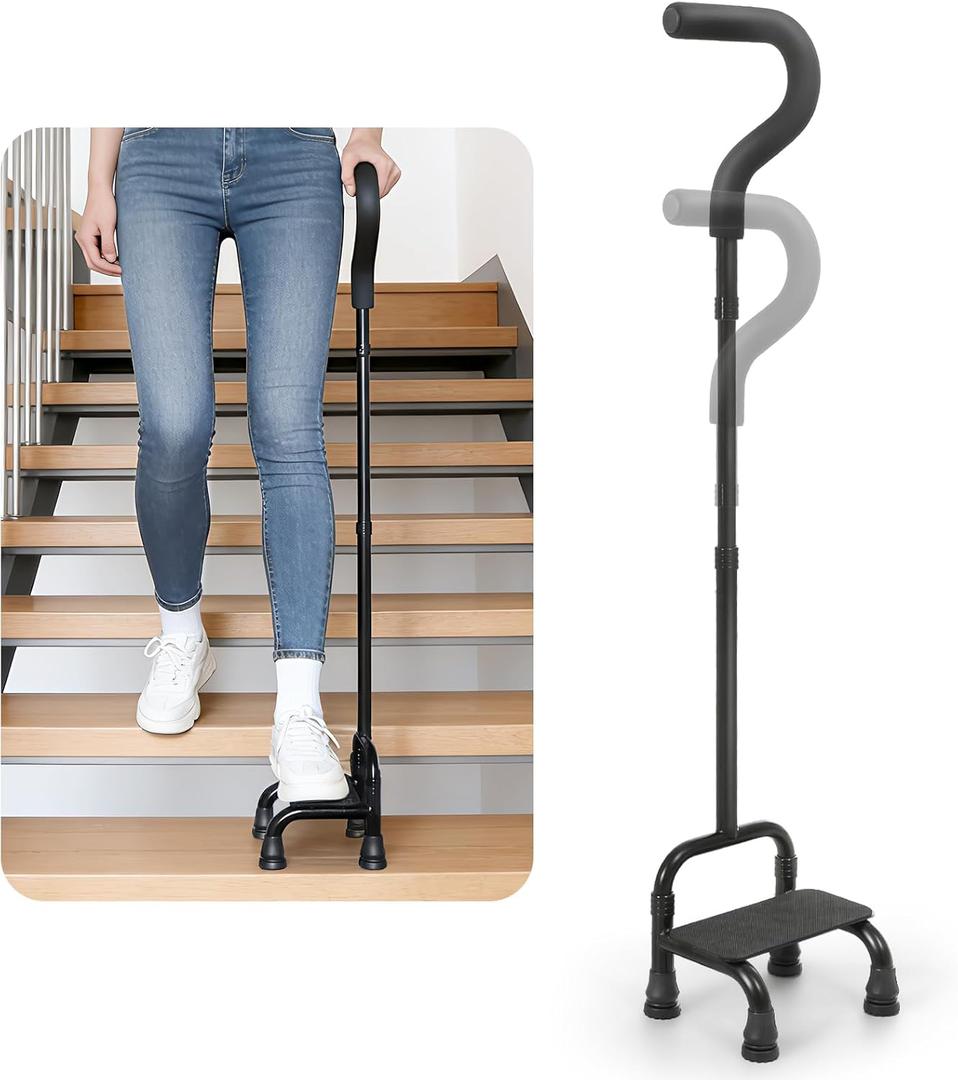 Adjustable Stair Climbing Assist Cane for Seniors, Half Step Stair Walker Aid for Walking Up Down, Portable Stair Lift Cane, Stability Walking Sticks - Step Stair Assist Device for Safety & Mobility