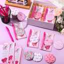 Pinkunn 25 Sets Breast Cancer Awareness Accessories Bulk Breast Cancer Gift for Women Compact Mirrors with Pink Ribbon Boxing Glove Design, Ballpoint Pens, Motivational Cards Charity Party Favors