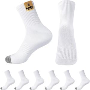 MUQU Mens White Quarter Socks - Thin Athletic Running Mid Crew Socks for Sports 6 Pairs (White, XL)