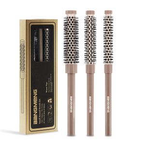 BANGMENG 3 Pieces Small Round Brush Set, 3/7 1/2 5/8 Inch Barrel HairBrush for Blow Drying, Soft Bristles Style Volumize Hair Brush for Women Men Short Hair, Bangs, Roots, Curling, Straight