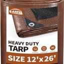 TARPAL Tarp 12x26 Feet Large Tarps Heavy Duty Waterproof 10mil Multipurpose Protective Cover Waterproof,Snow or UV Protection,Durable Reinforced Edges(Brown/Black)
