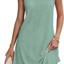 AI'MAGE Women's Swimsuit Cover Up Spaghetti Strap Eyelet Bathing Suit Cover Ups Sleeveless Beach Cover Up Dress, Light Green, 3XLarge