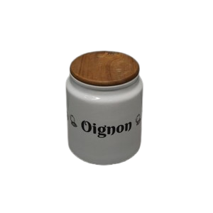 Large Ceramic Garlic Keeper for Counter, Garlic Holder Storage with Wooden Lid, 5.2 inch Garlic Saver to Keep Your Garlic Cloves Fresh Longer, Garlic Container, Garlic Jar for Kitchen, White