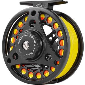 SF SF-001 Large Arbor Fly Fishing Reel with Aluminum Alloy Body 3/4wt 5/6wt 7/8wt Die Cast Pre-Loaded Fly Reel with Line Combo for Trout Bass Carp Pike Panfish